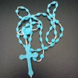 Plastic rosary ( light green / light blue )